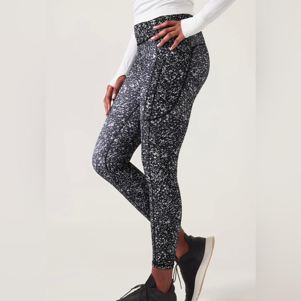 New Athleta Ultimate Stash Textured 7/8 Tight In Storm Texture Black